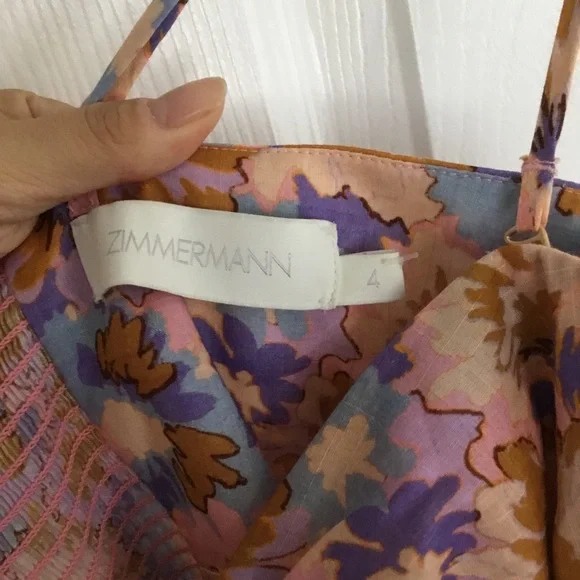 Zimmermann Violet cotton tie front midi floral dress ALTERED - Picture 6 of 9